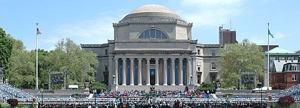 Graduates assemble in front of Low Library for Columbia's 247th Commencement.