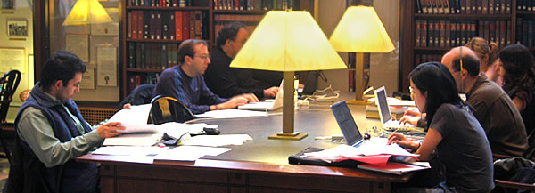 Students studying in the Butler Library Reference Room.