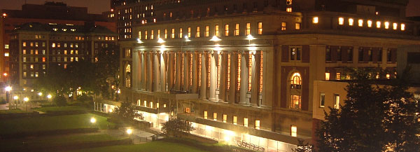 Butler Library at night