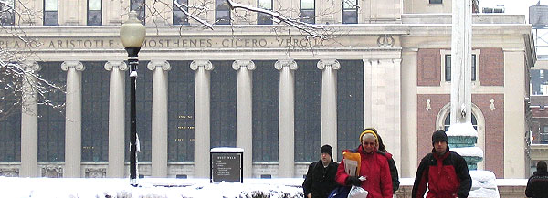 A wintry day on campus near Butler Library.