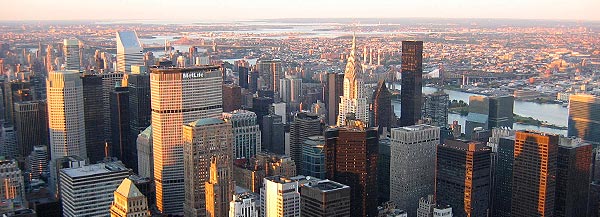 A View of New York City from the observation deck of the Empire State Building.