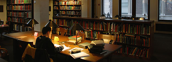 A student working in Avery Library