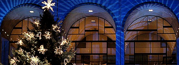 The lighting of the Christmas tree at Lincoln Center.