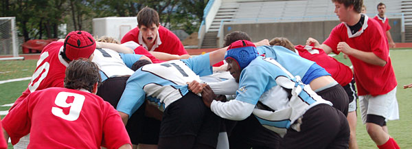 The Columbia men's rugby club team playing against Rutgers