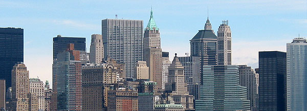 The skyline of Lower Manhattan.