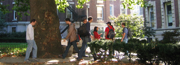 Students near Mathematics Hall.