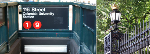 Columbia crown atop College Walk gate.