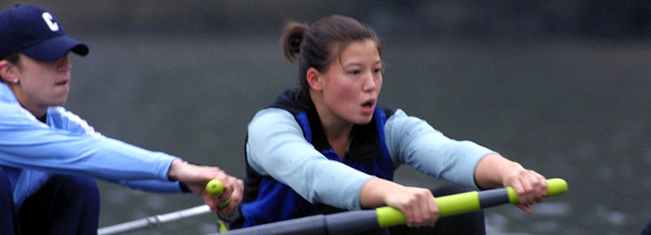 Members of the Columbia University women's crew team at practice.