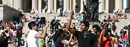 Students perform a South Asian dance at a mock wedding in Low Plaza.