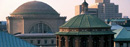 Campus rooftops: St. Paul's Chapel (foreground) and Low Library (background).