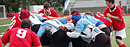 The Columbia men's rugby club team playing against Rutgers