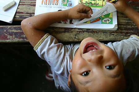 school kid in rural china